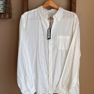 Caribbean Joe 100% Linen White Button Down - Perfect swim coverup! NWT